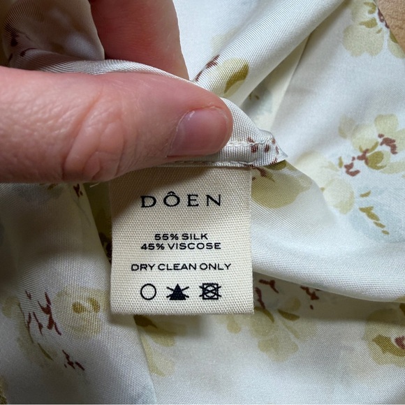 Doen Sera Gold Floral Silk Blend Babydoll Mini Dress Coquette Romantic - Picture 10 of 13